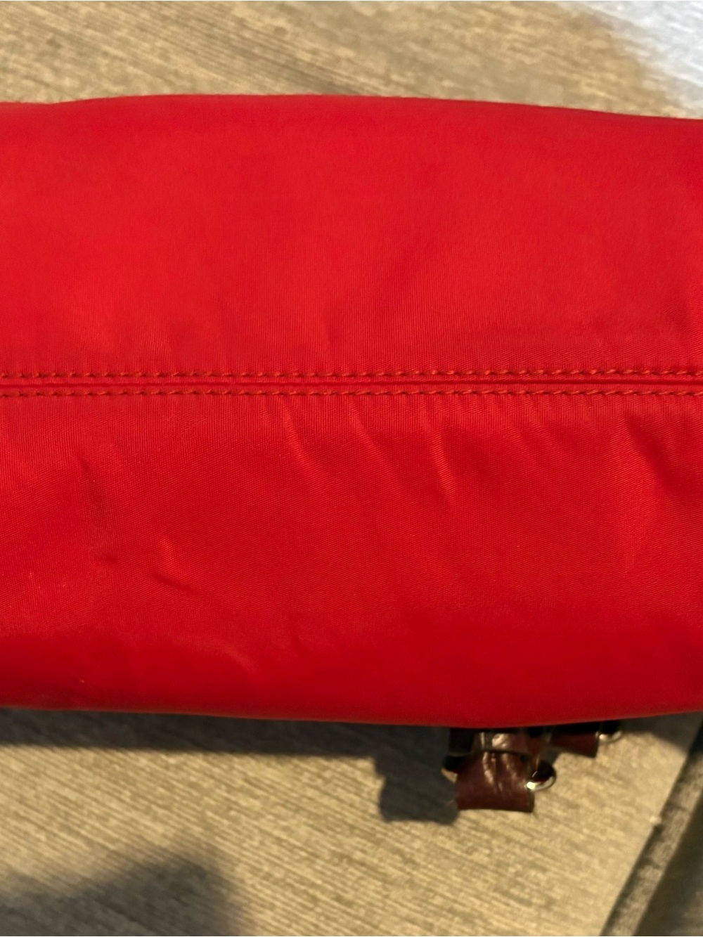 Kate Spade Vintage -Red Luxury Nylon Satchel with Brown Leather Trim and Handles - Picture 9 of 11